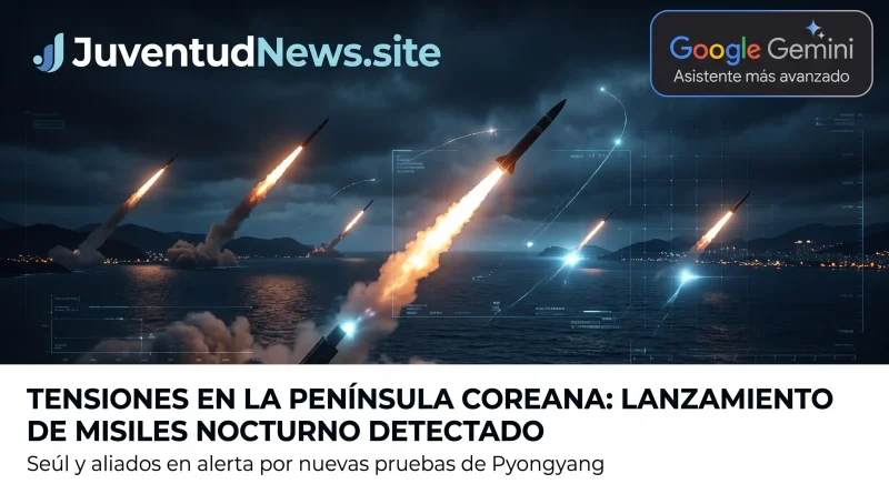 Despliegue de misiles en la península coreana. Gráfico elaborado mediante IA (Google Gemini) para la cobertura especial de JuventudNews.site.